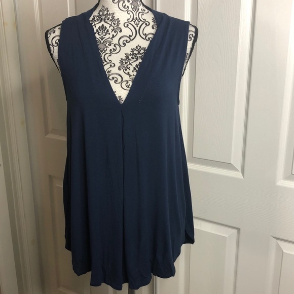Soft Surroundings Shirt Blue Flowy Sleeveless Top M Bohemian - Picture 1 of 5